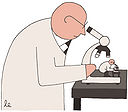 Scientist with microscope squared
